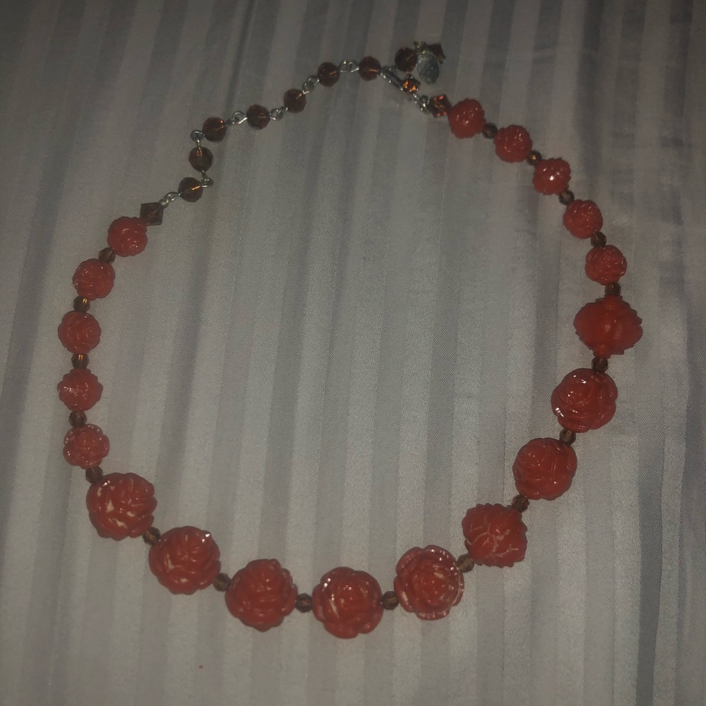 Tarina Tarantino carved rose necklace dusty rose
